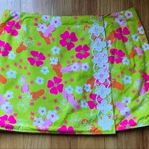 Lilly Pulitzer Reversible Wrap Skirt Flip Flop Gidget Green/Sun Salute Pink Sand